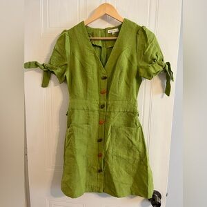 GREEN BELTED MINI DRESS - MOON RIVER SIZE SMALL